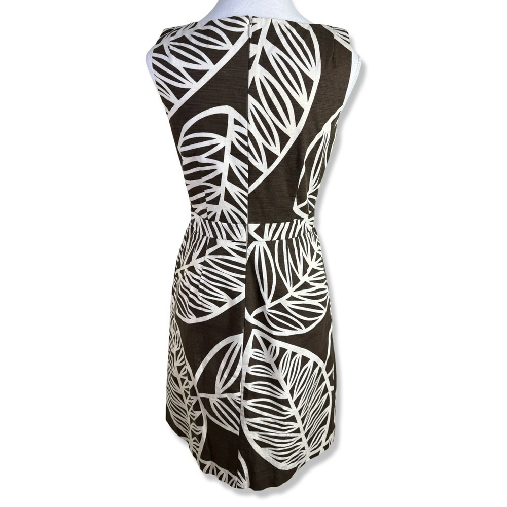 ⭐️ANTHROPOLOGIE Tabitha Palm Leaf Floral Sheath Dress Brown Cotton Tropical - Picture 4 of 6